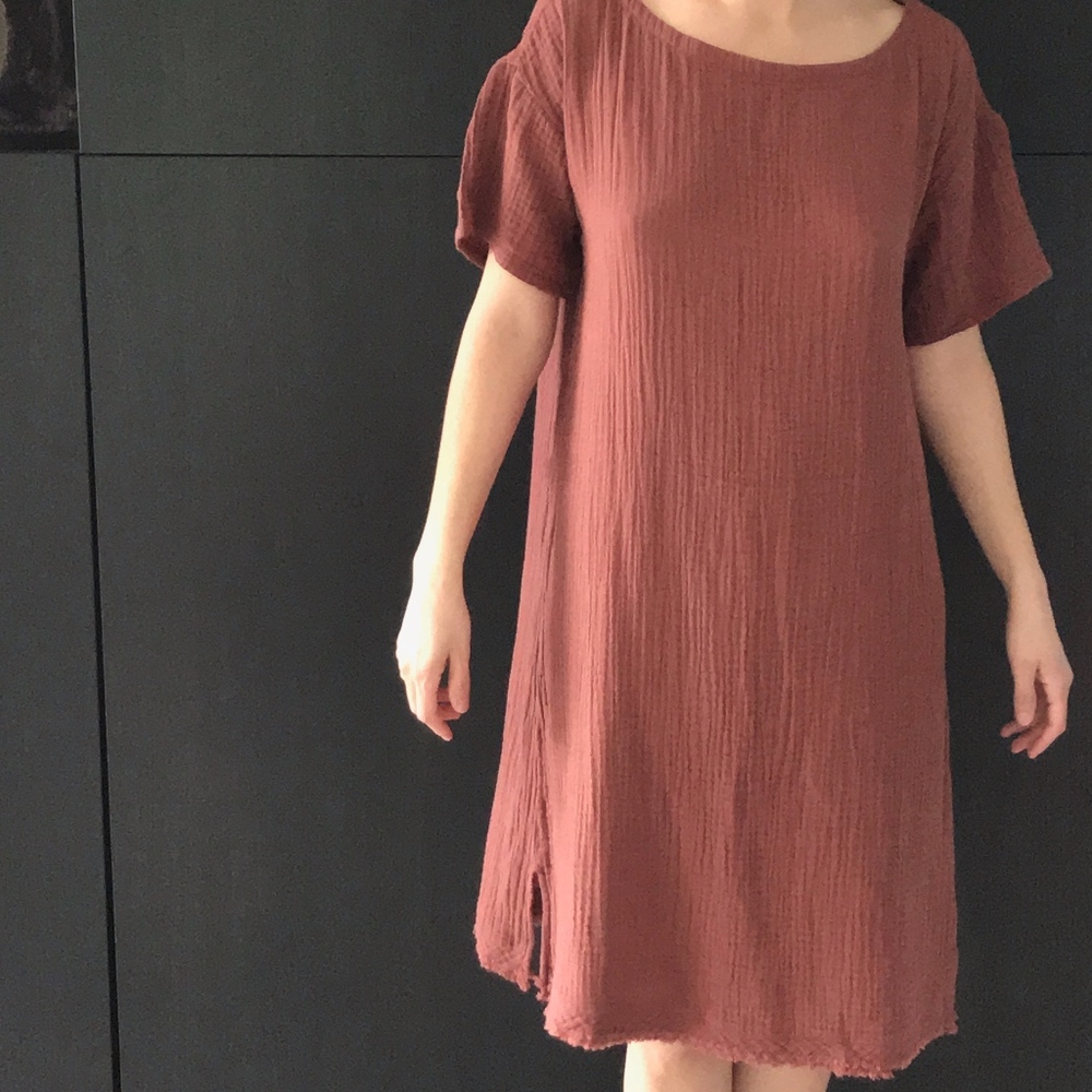 EILEEN FISHER Frayed-Hem Organic Cotton Dress